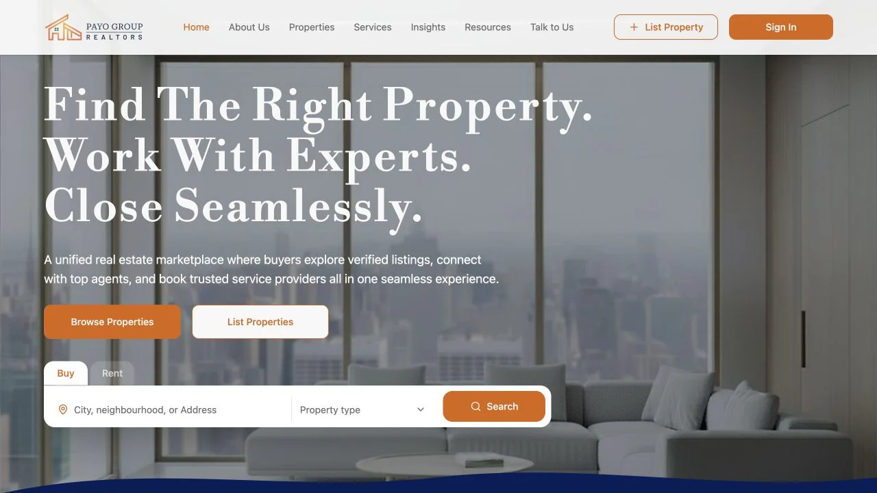 PAYO Group Realtors homepage